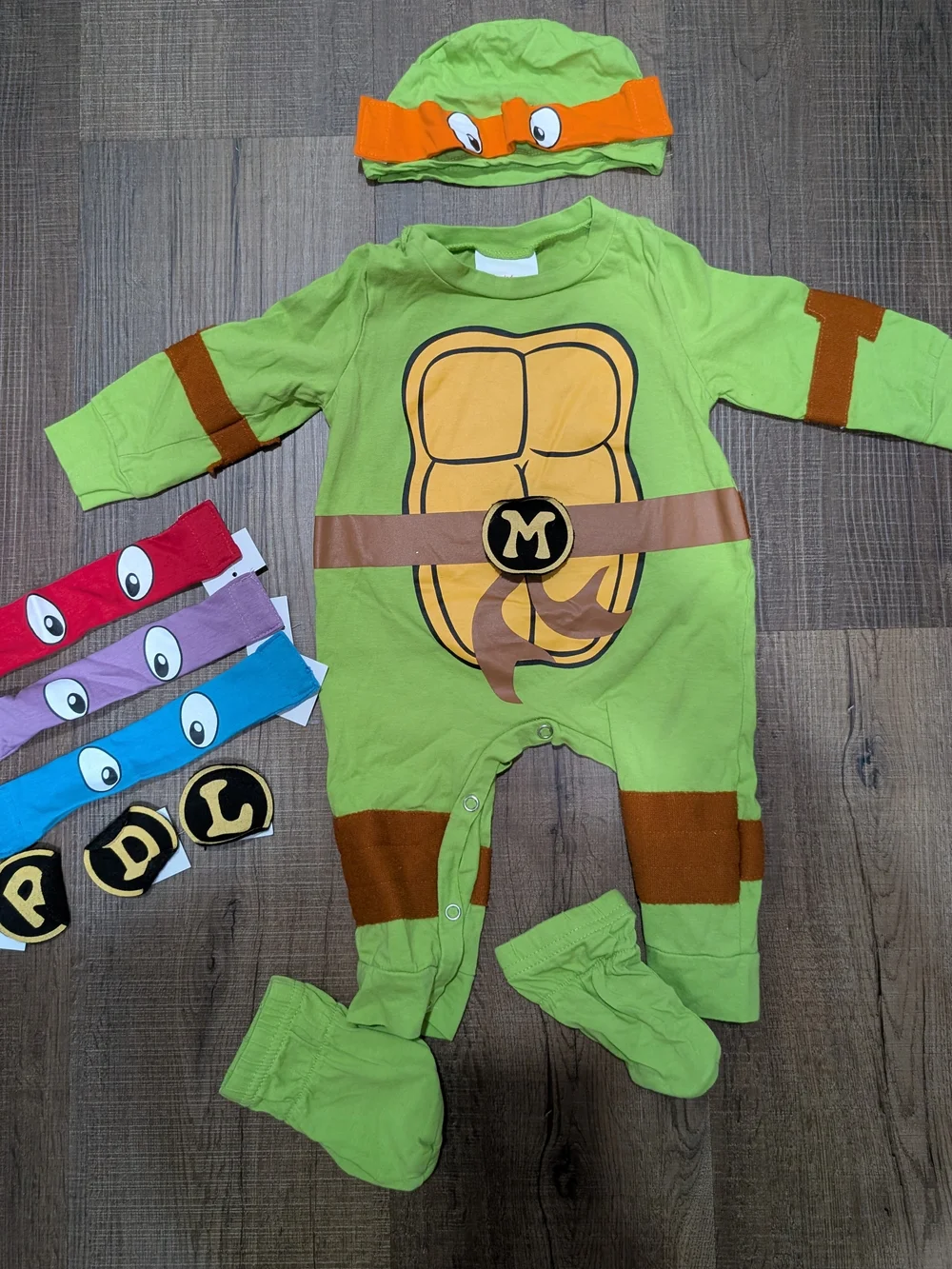 Green Turtle Shell One-Piece Romper with Matching Hat